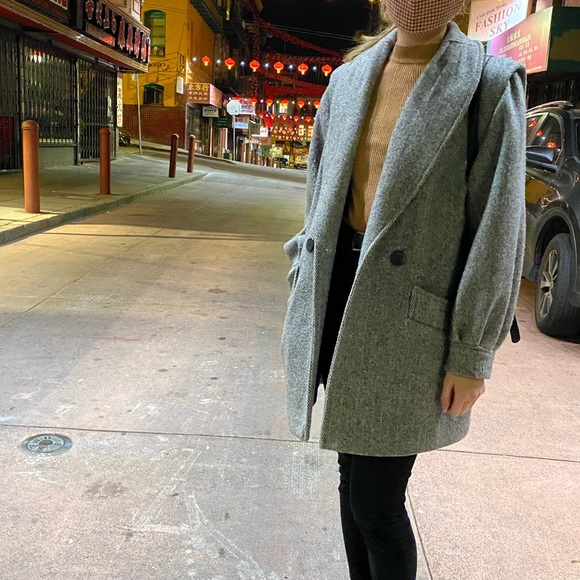 Vintage Herman Kay Petite Gray Peacoat - Picture 5 of 6